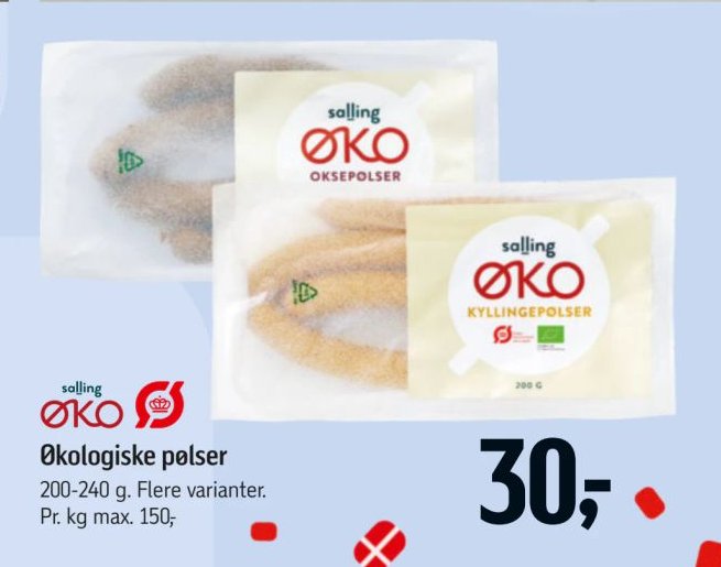 Økologiske pølser 200-240 g. Flere varianter – Føtex