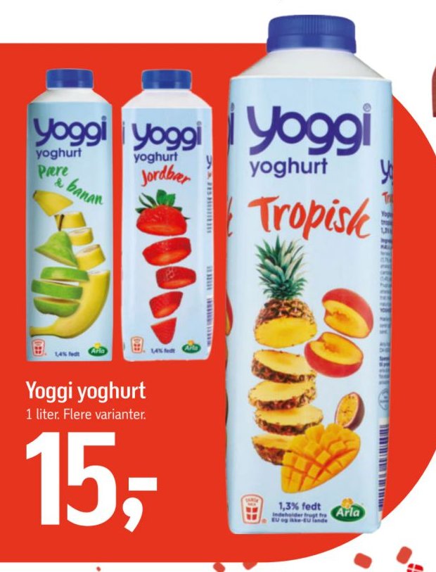 Yoggi yoghurt 1 liter. Flere varianter. – Føtex