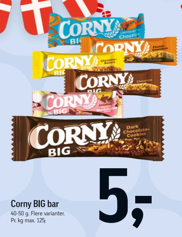 Corny BIG bar 40-50 g. Flere varianter. – Føtex