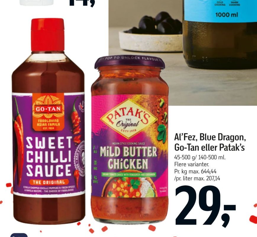 Al'Fez, Blue Dragon, Go-Tan eller Patak's 45-500 g/140-500 ml. Flere varianter. – Føtex