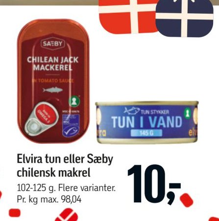 Elvira tun eller Sæby chilensk makrel 102-125 g. Flere varianter. – Føtex