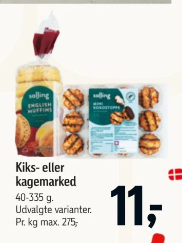 Kiks- eller kagemarked 40-335 g. Udvalgte varianter. Pr. kg max. 275,- – Føtex