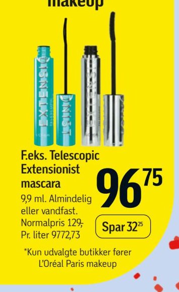 F.eks. Telescopic Extensionist mascara 9,9 ml. Almindelig eller vandfast. – Føtex