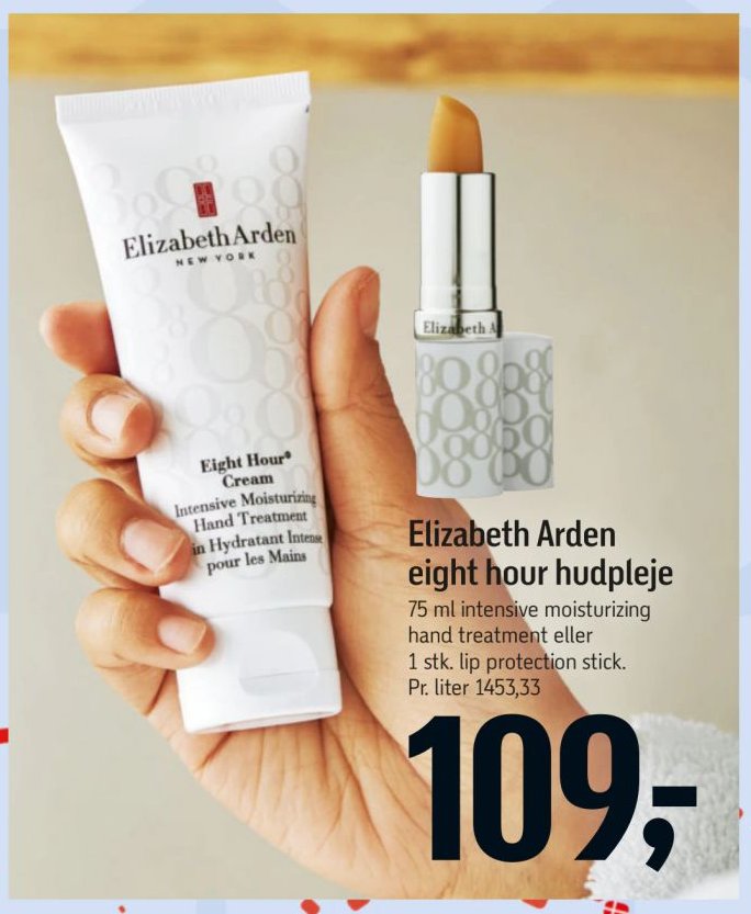 Elizabeth Arden eight hour hudpleje 75 ml intensive moisturizing hand treatment eller 1 stk. lip protection stick – Føtex