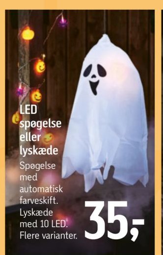 LED spøgelse eller lyskæde Spøgelse med automatisk farveskift. Lyskæde med 10 LED. Flere varianter. – Føtex