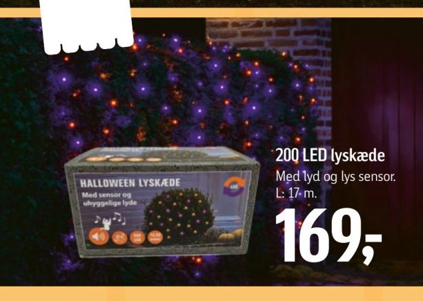 200 LED lyskæde Med lyd og lys sensor. L: 17 m. – Føtex