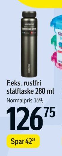 F.eks. rustfri stålflaske 280 ml – Føtex