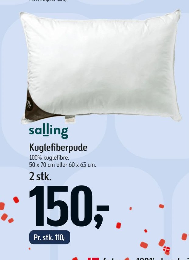 salling Kuglefiberpude 100% kuglefibre. 50 x 70 cm eller 60 x 63 cm 2 stk. – Føtex
