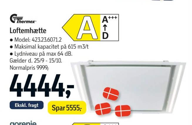Hermex Loftemætte Model: 423.23.6071.2 Maximal kapacitet på 615 m3/t Lydniveau på max 64 dB Gælder d. 25/9 - 15/10 – Føtex