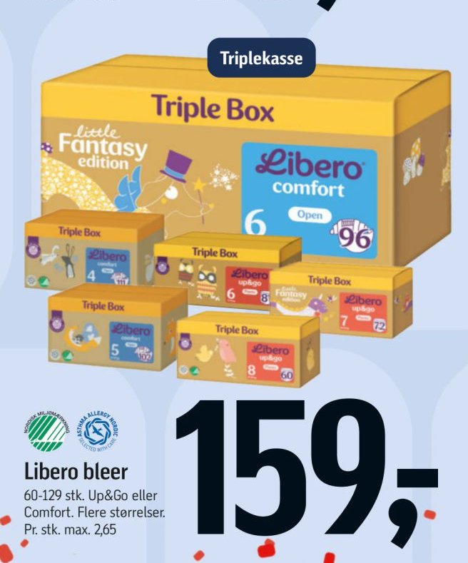 Libero bleer 60-129 stk. Up&Go eller Comfort. Flere størrelser. – Føtex