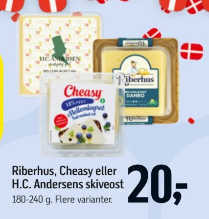 Riberhus, Cheasy eller H.C. Andersens skiveost 180-240 g. Flere varianter. – Føtex