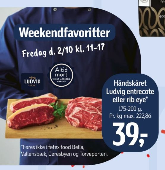 Håndskåret Ludvig entrecote eller rib eye* 175-200 g. – Føtex
