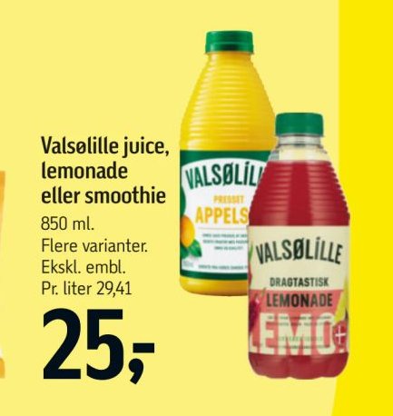 Valslille juice, lemonade eller smoothie 850 ml. Flere varianter. Ekskl. emball. – Føtex