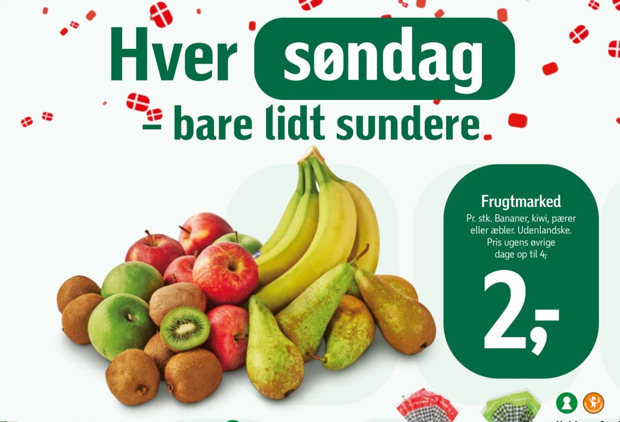 Frugtmarked Pr. stk. Bananer, kiwi, pærer eller æbler. Udenlandske. – Føtex