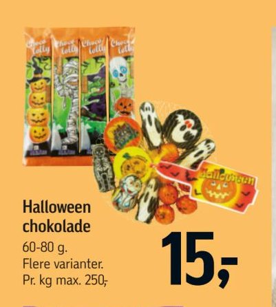 Halloween chokolade 60-80 g. Flere varianter. – Føtex