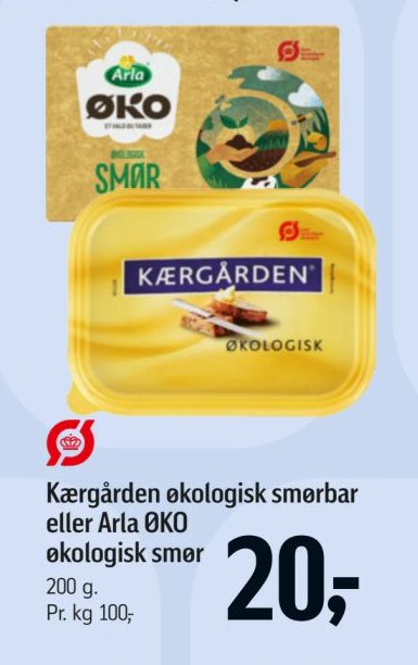 Kærgården økologisk smørbar eller Arla ØKO økologisk smør 200 g – Føtex
