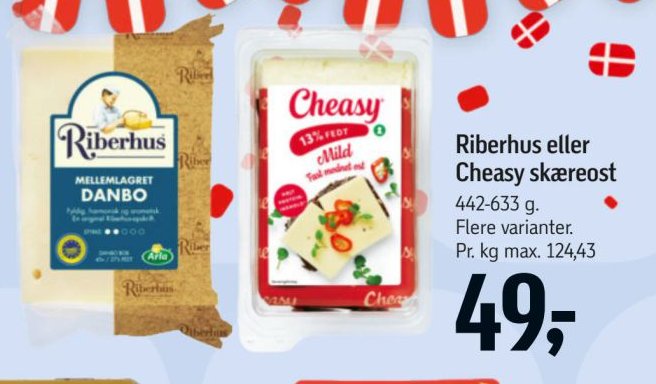 Riberhus eller Cheasy skæreost 442-633 g. Flere varianter. – Føtex