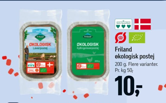 Friland økologisk postej 200 g. Flere varianter. – Føtex