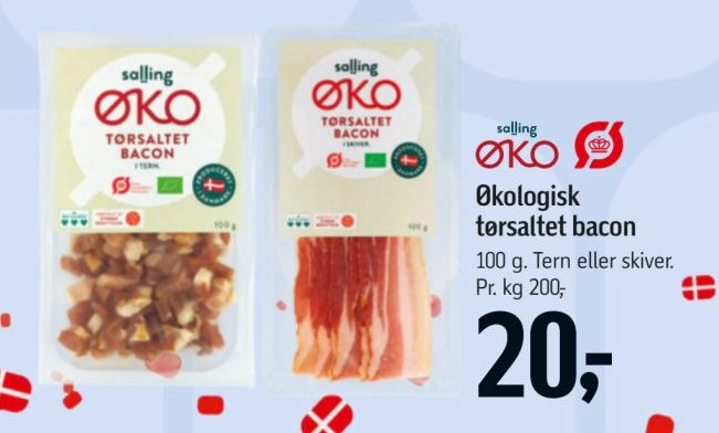 Økologisk tørsaltet bacon 100 g. Tern eller skiver. – Føtex