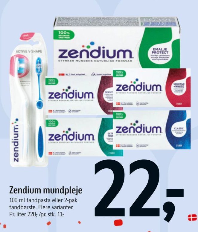 Zendium mundpleje 100 ml tandpasta eller 2-pak tandbørste. Flere varianter. – Føtex
