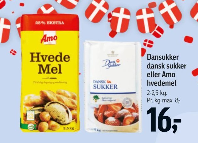 Dansukker dansk sukker eller Amo hvedemel – Føtex