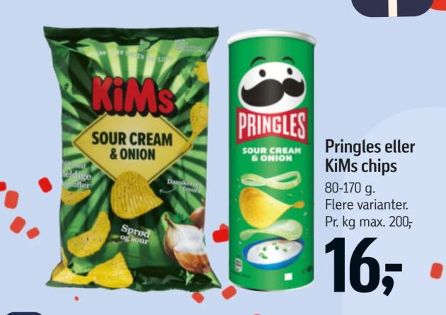 Pringles eller KiMs chips 80-170 g. Flere varianter – Føtex
