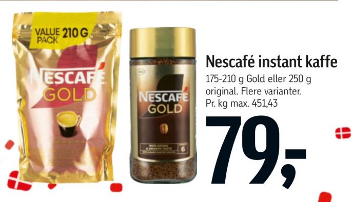 Nescafé instant kaffe 175-210 g Gold eller 250 g original. Flere varianter. – Føtex
