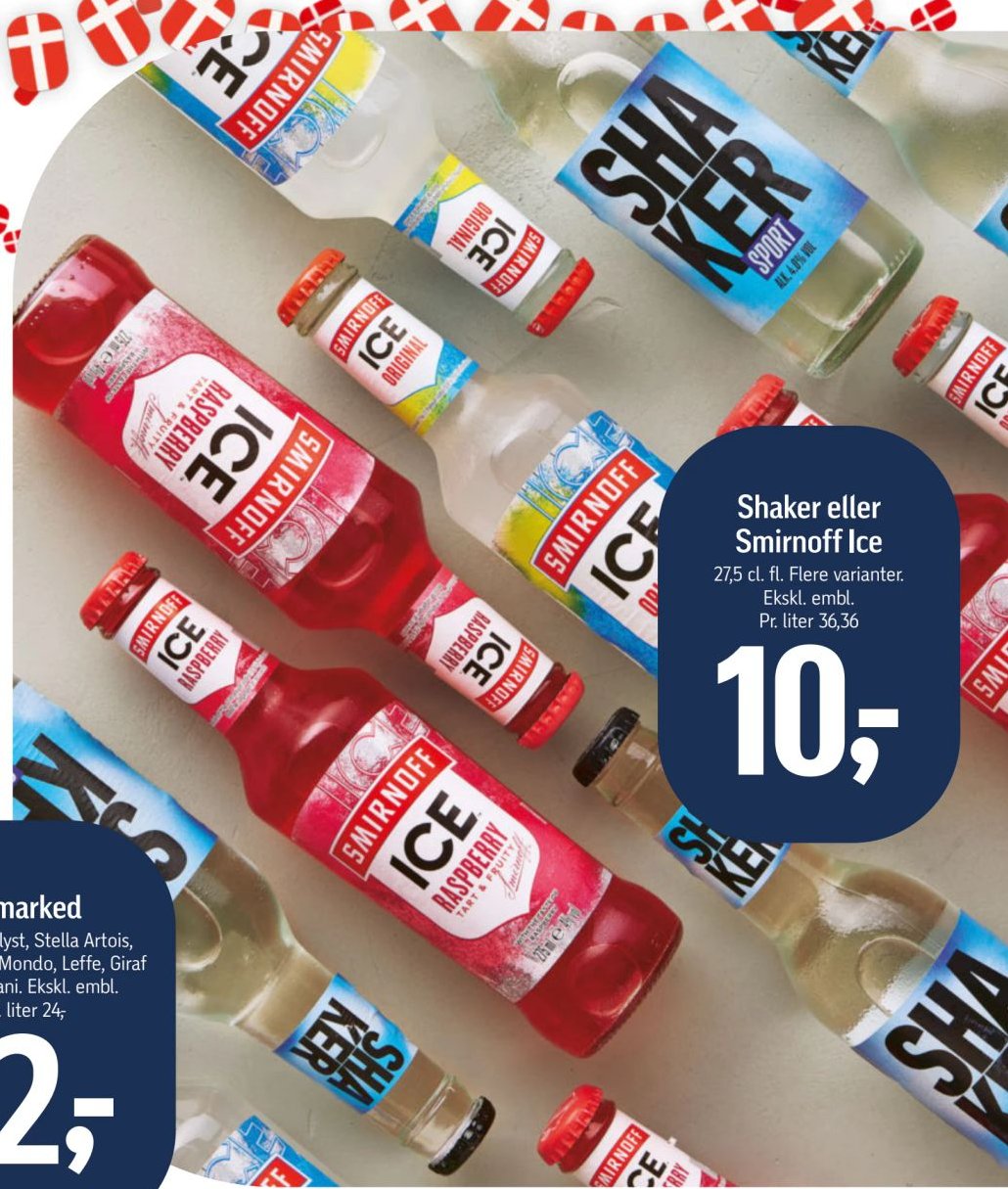 Shaker eller Smirnoff Ice 27,5 cl. fl. Flere varianter. Ekskl. embl. – Føtex