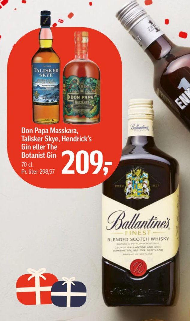 Don Papa Masskara, Talisker Skye, Hendrick's Gin eller The Botanist Gin 70 cl. – Føtex