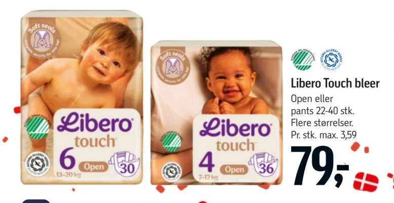 Libero Touch bleer Open eller pants 22-40 stk. Flere størrelser. – Føtex