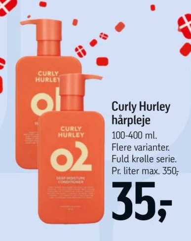 Curly Hurley hårpleje 100-400 ml. Flere varianter. Fuld krølle serie. Pr. liter max. 350,- – Føtex