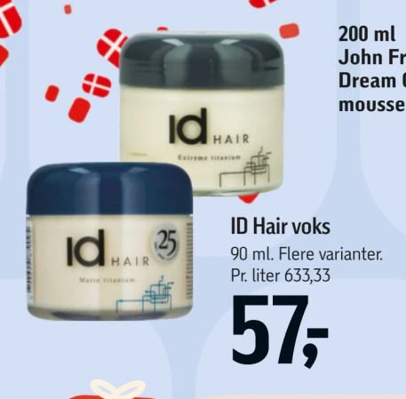 ID Hair voks 90 ml. Flere varianter. Pr. liter 633,33 – Føtex