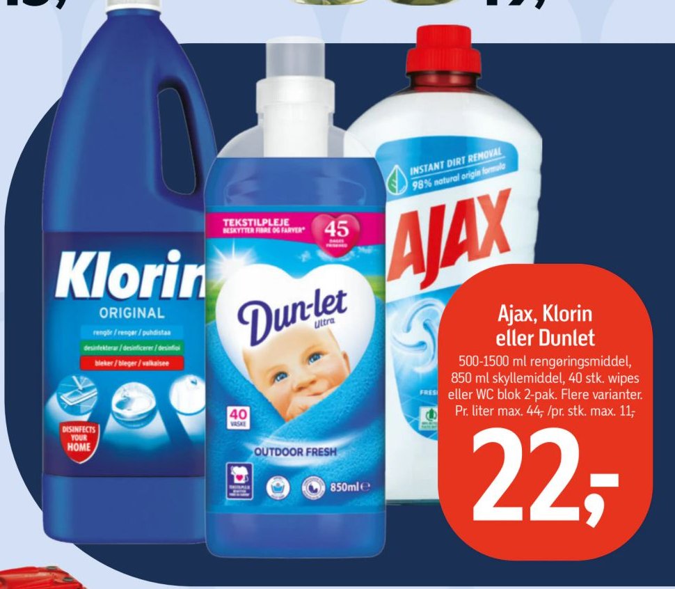 Ajax, Klorin eller Dunlet – Føtex