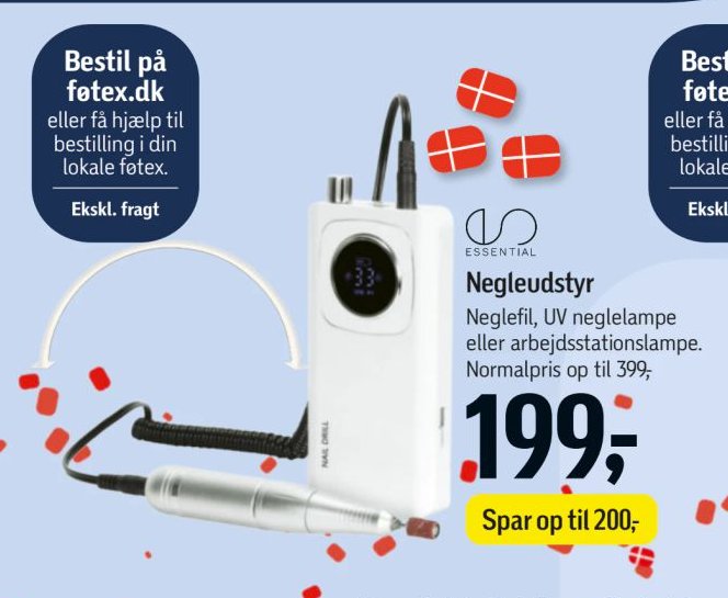 Negleudstyr
Neglefil, UV neglelampe eller arbejdsstationslampe.
Normalpris op til 399,- – Føtex