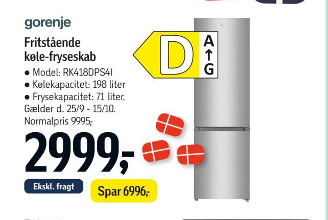 gorenje fritstående køle-fryseskab RK418DPS4I – Føtex