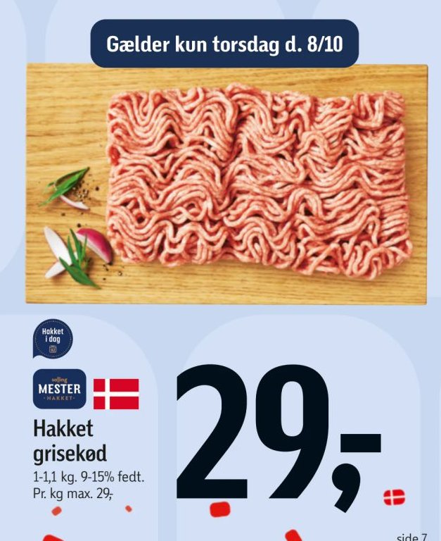 Hakket grisekød 1-1,1 kg 9-15% fedt – Føtex