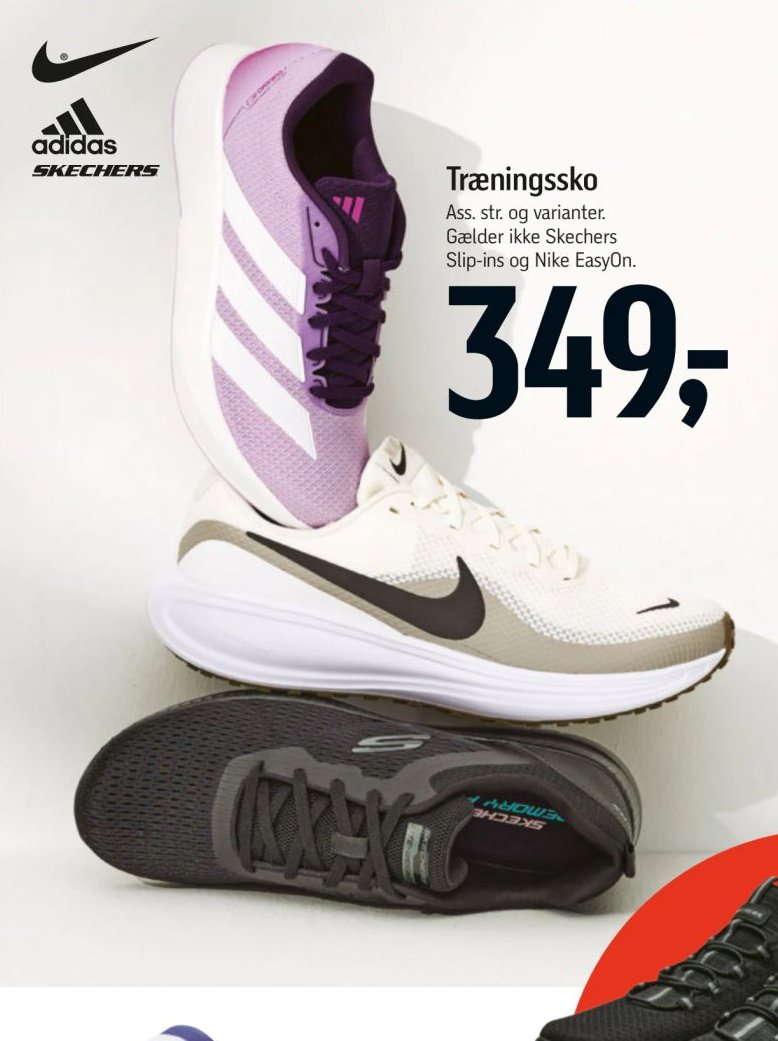 Træningssko Ass. str. og varianter. Gælder ikke Skechers Slip-ins og Nike EasyOn. – Føtex