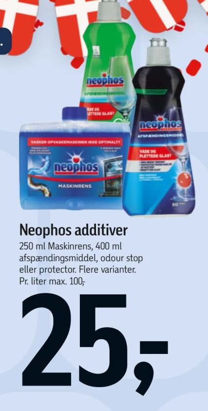 Neophos additiver 250 ml Maskinrens, 400 ml afspændingsmiddel, odour stop eller protector. Flere varianter. – Føtex
