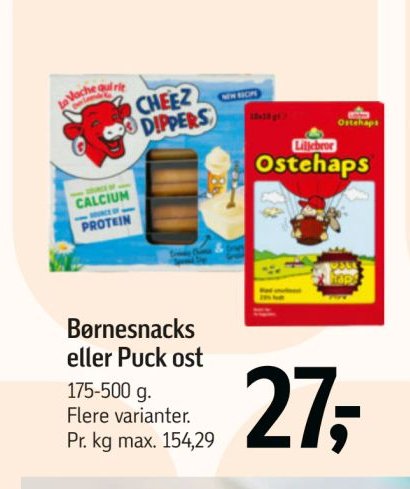 Børnesnacks eller Puck ost – Føtex