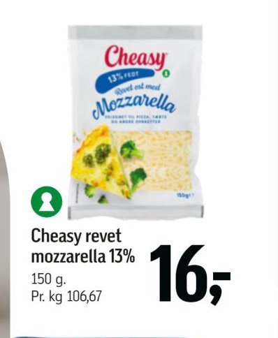 Cheasy revet mozzarella 13% – Føtex