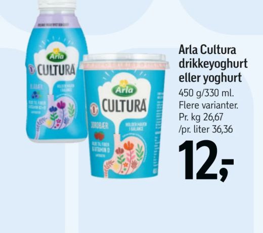 Arla Cultura drikkeyoghurt eller yoghurt – Føtex