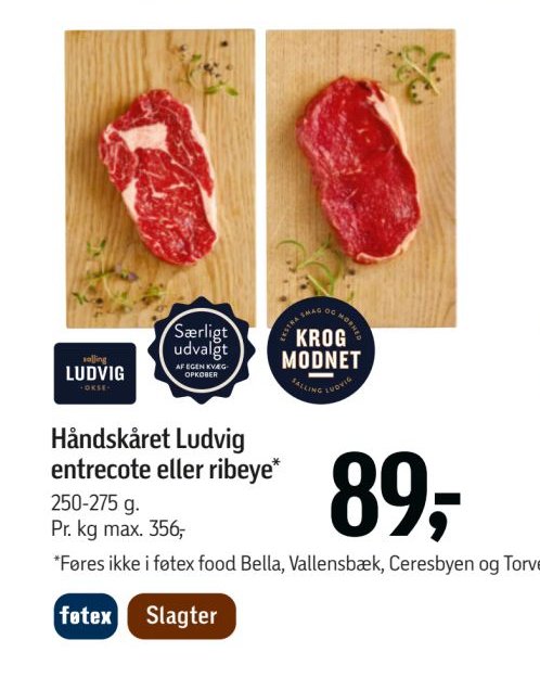 Håndskåret Ludvig entrecote eller ribeye – Føtex