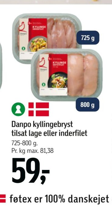 Danpo kyllingebryst tilsat lage eller inderfilet – Føtex