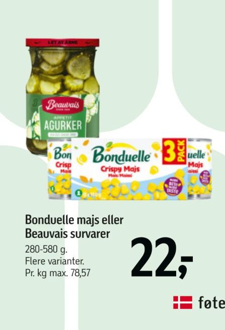 Bonduelle majs eller Beauvais survarer – Føtex