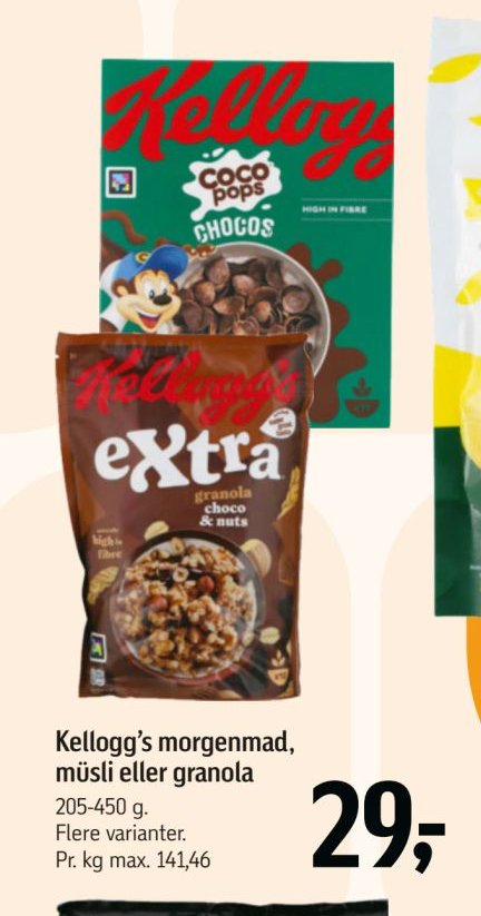 Kellogg’s morgenmad, müsli eller granola – Føtex