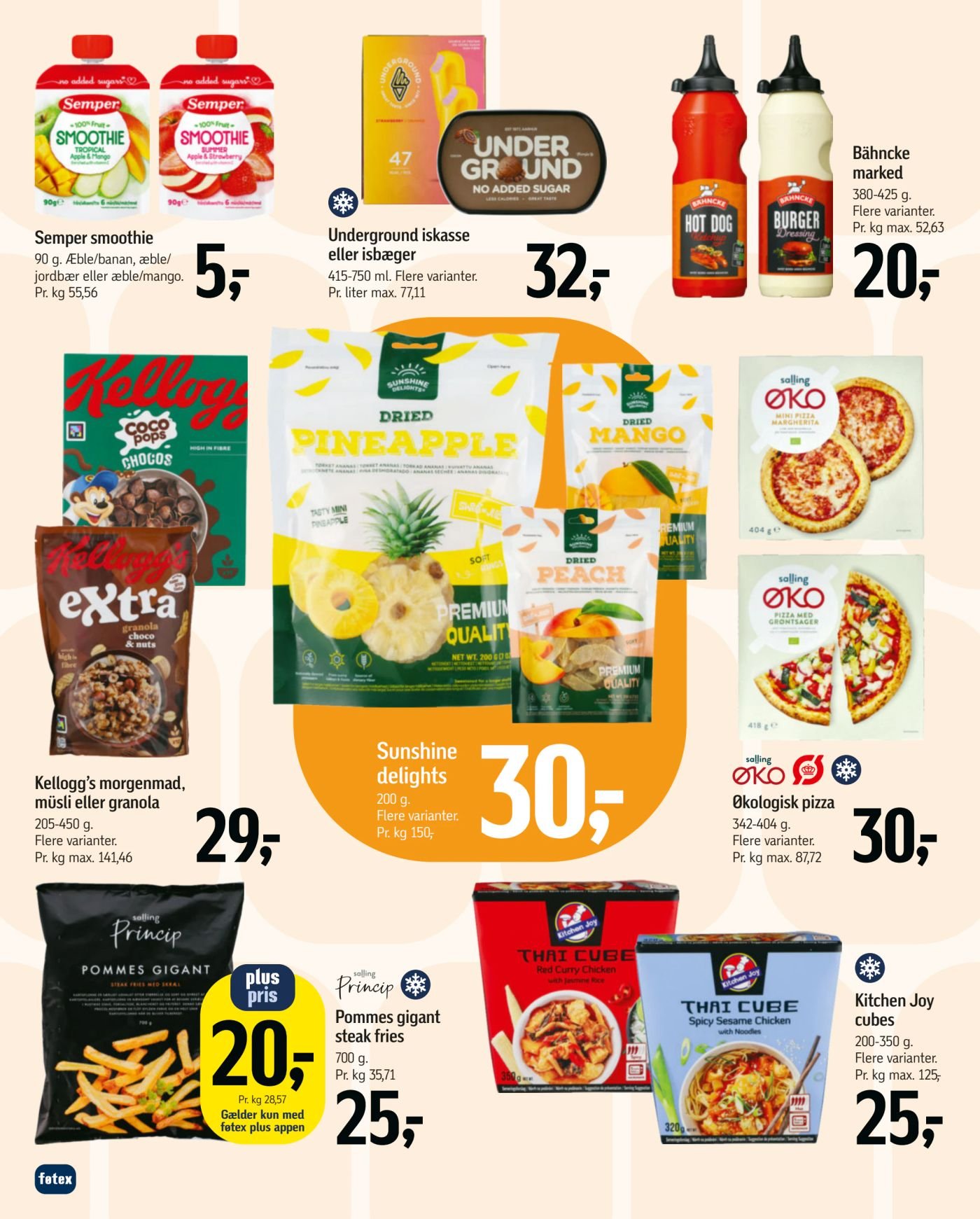 Pommes gigant steak fries 700 g Pr. kg 35,71 Gælder kun med føtex plus appen – Føtex