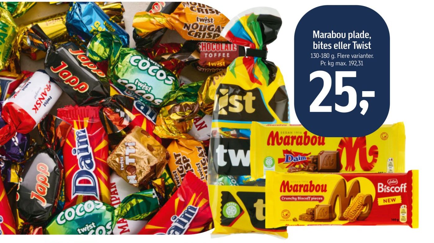 Marabou plade, bites eller Twist – Føtex