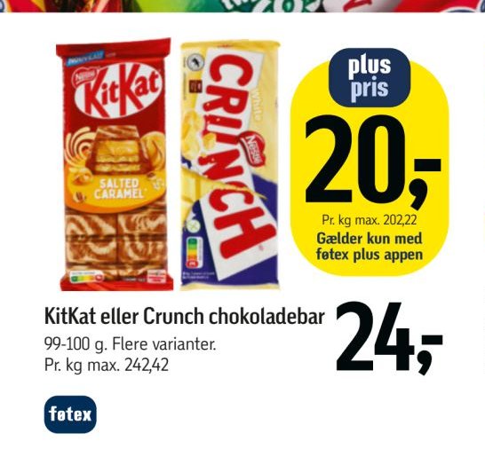 KitKat eller Crunch chokoladebar – Føtex