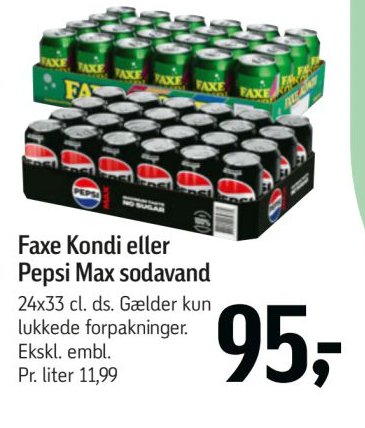 Faxe Kondi eller Pepsi Max sodavand – Føtex