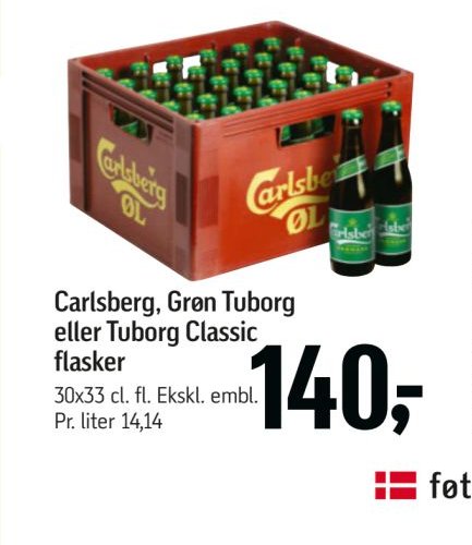 Carlsberg, Grøn Tuborg eller Tuborg Classic flasker – Føtex